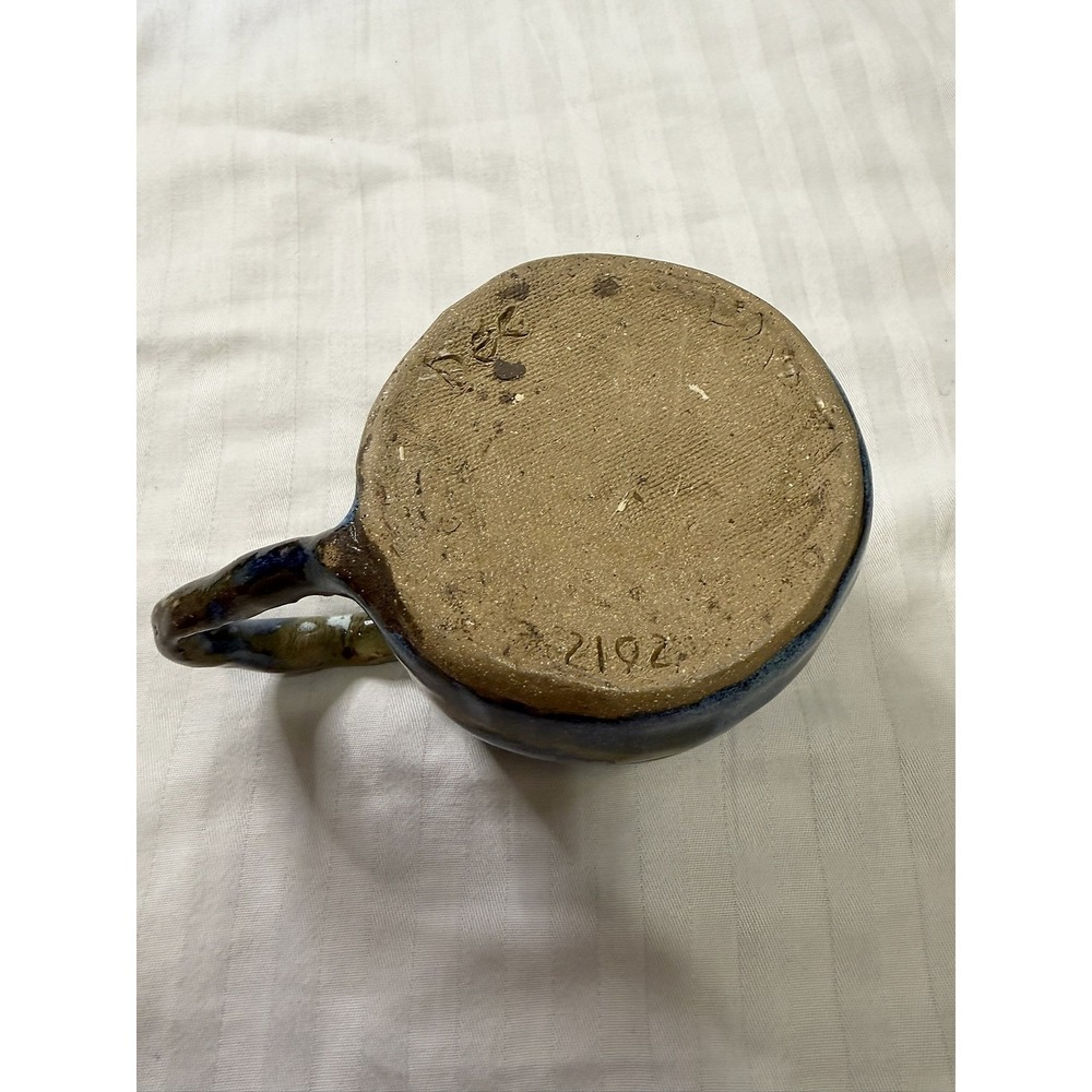 Mara Mexico Studio Pottery Cyclist Mug Hand Built Blue Glazed Organic Cup Set - Picture 11 of 16